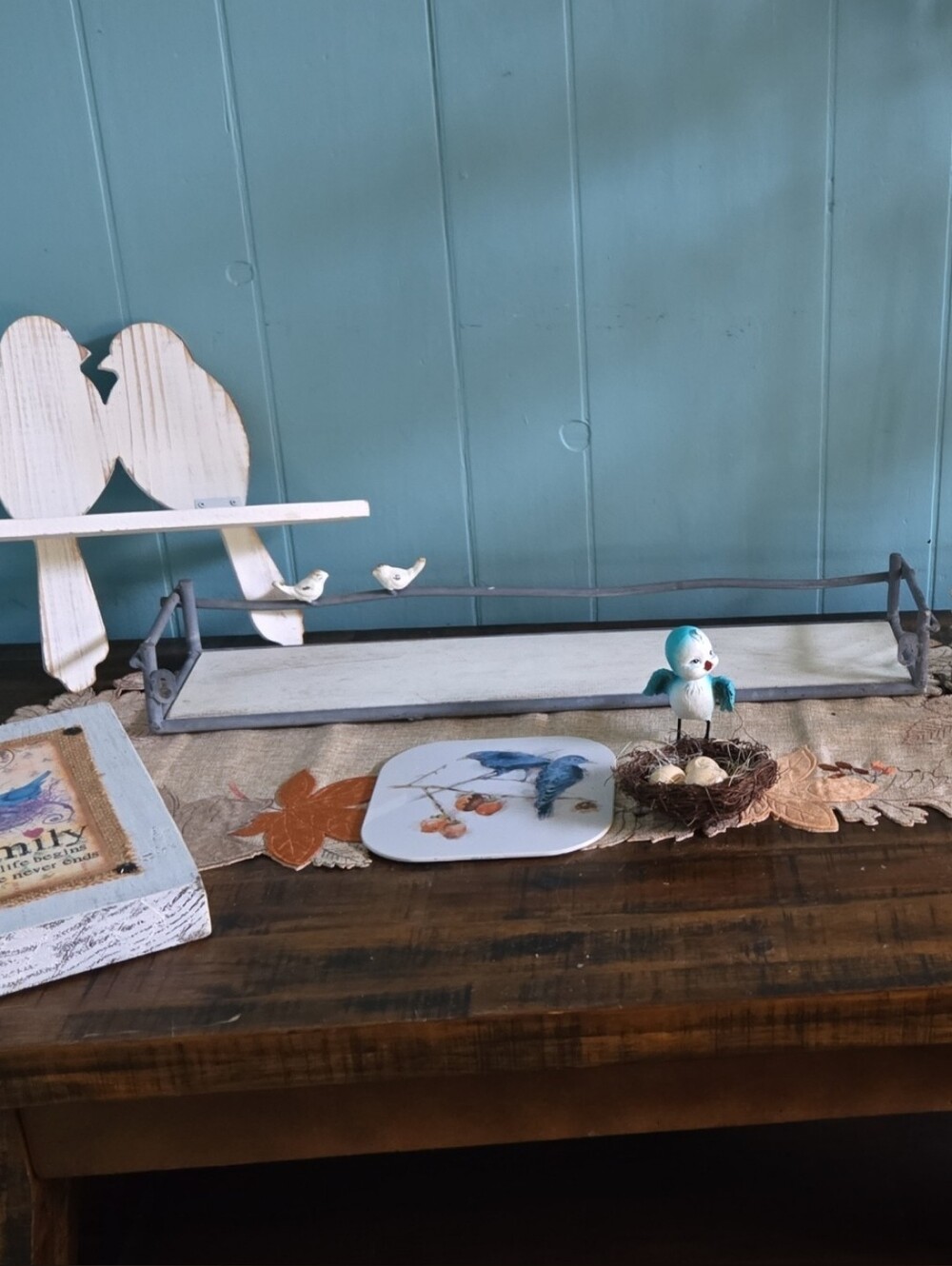 Rustic Bird Decor, Including 3 Shelves. Distressed, Farmhouse